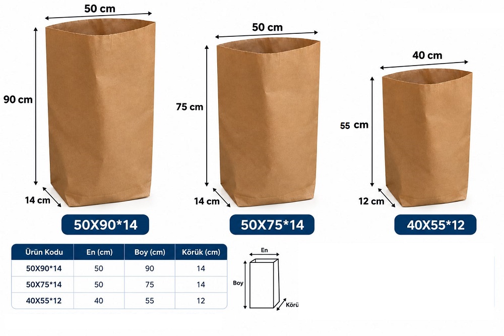 Kraft Torba Kahverengi Baskısız 50*90 cm+14cm  (1)